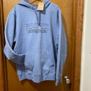 Patagonia Logo Uprisal Hoody in Barnacle Blue; Women's XL - (Men's L)